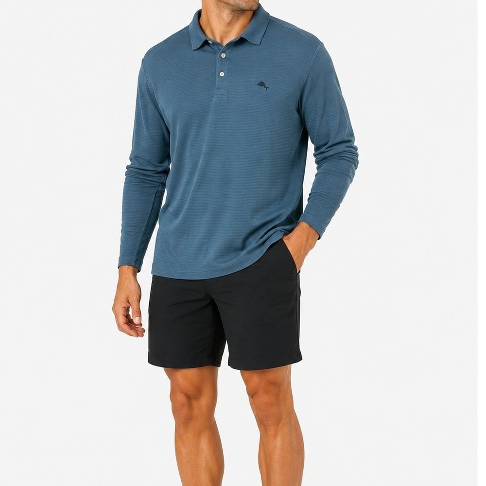 Tommy Bahama IslandZone Polo Men XL Blue Long Sleeve Casual Athleisure